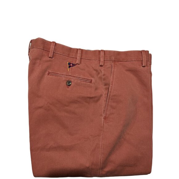 Berle 24357 Flag Red Brick 36 34 Flat Front Chino Preppy Pants Washed Cotton New - Picture 5 of 11